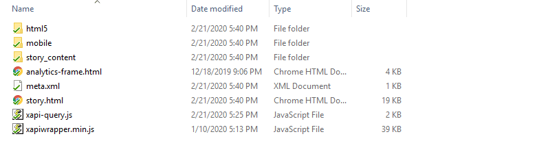 File structure for published Storyline output using xAPI leaderboard