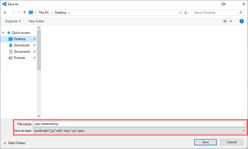 Save the file as xapi-statement.js to a folder of your choice