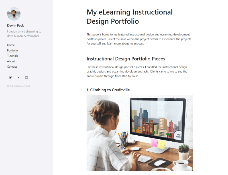 Devlin Peck Gatsby.js Website Portfolio Page