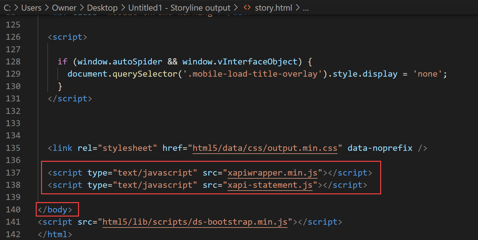 Add scripts above closing body tag screenshot