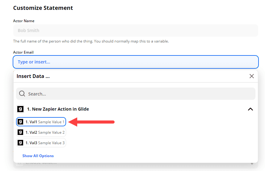 Set Actor Email to Val1