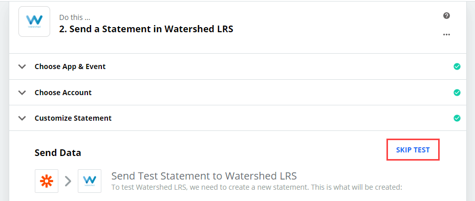 Select the SKIP TEST link