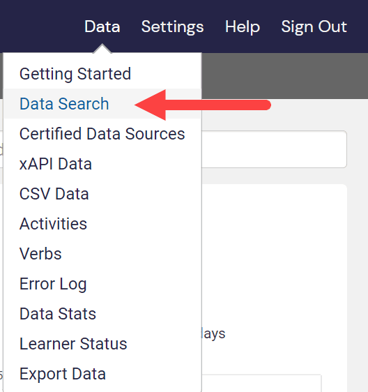 Select Data, then Data Search