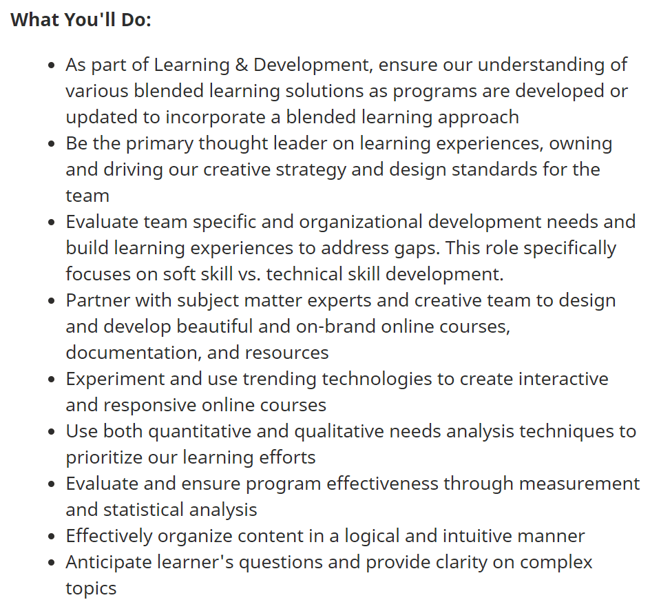 Senior Learning Experience Designer Position Responsibilities at Reddit