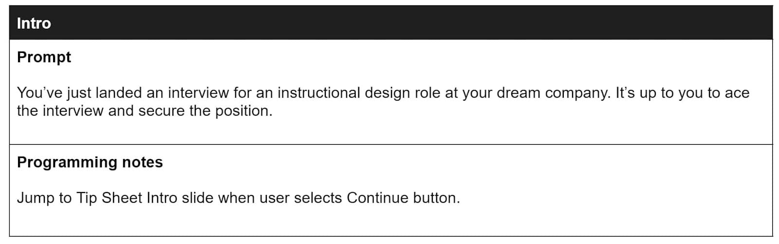 Storyboard Intro Example